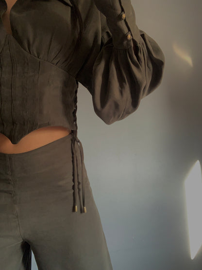 Camisa corset de mangas abullonadas